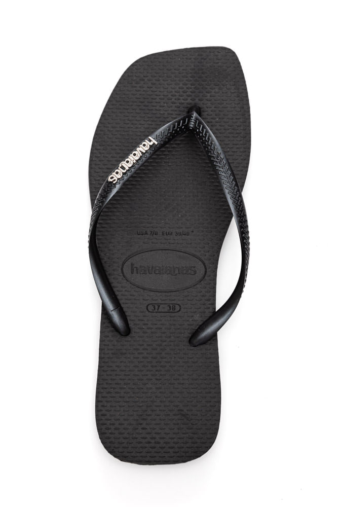 Chinelo Havaianas Slim Square Logo Metallic Feminino 2976 Preto