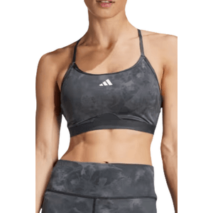 Top Treino Adidas Suporte Leve Estampa Floral Tie-Dye Aeroreact Essentials Feminino IN4304  Cinza