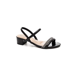 Sandália Moleca Salto Baixo Feminina Com Strass 5259.846 Preto