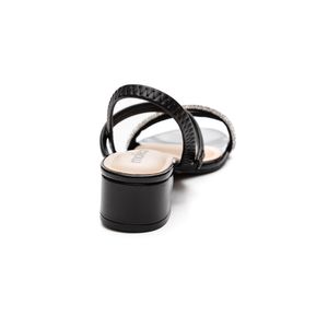 Sandália Moleca Salto Baixo Feminina Com Strass 5259.846 Preto