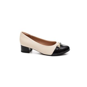 Sapato Piccadilly Maxi Salto Baixo Estela 140133 Off-White