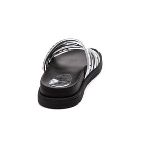 Chinelo Tanara Slide Flatform Feminino Metalizado T8764-02 Prata