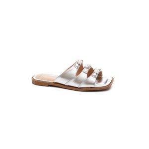 Chinelo Tanara Slide Feminino Metalizado T8625-01 Prata