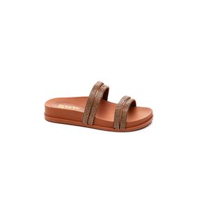 Chinelo Floriny Papete Juvenil Menina Com Strass 1014c Caramelo