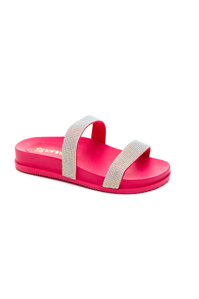 Chinelo Floriny Papete Juvenil Menina Com Strass 1011c Pink
