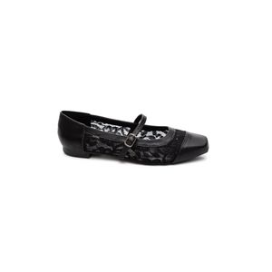 Sapatilha Chá De Mel  Bico Quadrado Feminina Renda 3427 Preto