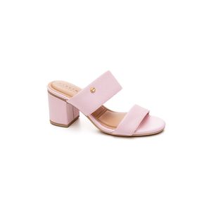 Tamanco Lia Line Comfort Feminino Mule Salto Bloco Couro 2343.71803 Rosa Claro