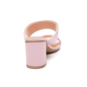 Tamanco Lia Line Comfort Feminino Mule Salto Bloco Couro 2343.71803 Rosa Claro