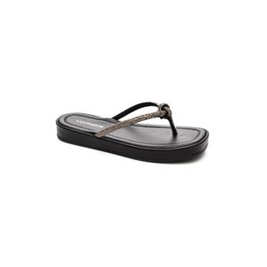 Chinelo Via Marte Platform Feminino Tiras De Brilho 109-004-01 Preto