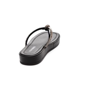 Chinelo Via Marte Platform Feminino Tiras De Brilho 109-004-01 Preto