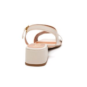 Sandália Yoá Salto Baixo Feminina Peça Dourada 351273 Off-White