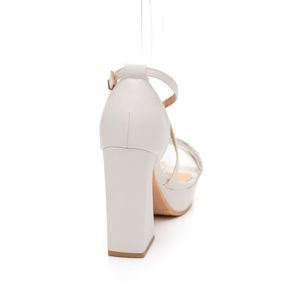 Sandália Piccadilly Cristine Salto Alto Feminina Meia Pata 818014 Off-White