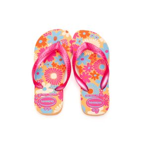 Chinelo Havaianas Juvenil Menina Flores Laranja