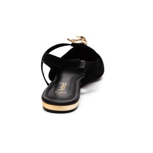 Sapatilha Bebecê Bico Fino Feminina Nobuck Flor T2019-076 Preto