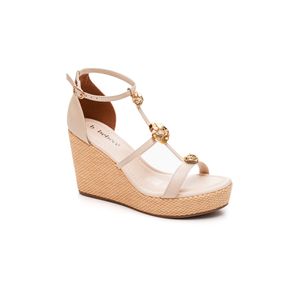 Sandalia Bebece Anabela Feminina Flor T9213-467 Off-White