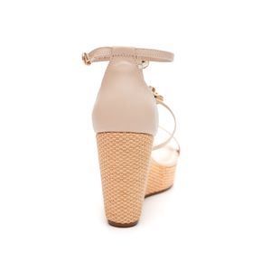 Sandalia Bebece Anabela Feminina Flor T9213-467 Off-White