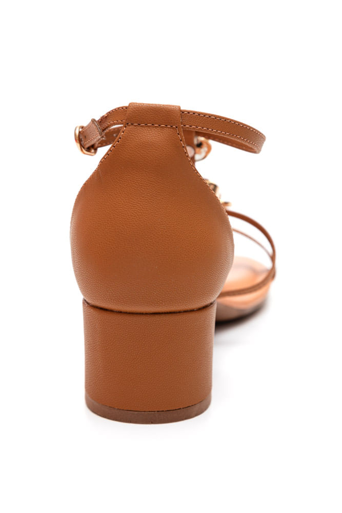 Sandália Bebecê Salto Baixo Feminina Flor T5228-432new Caramelo