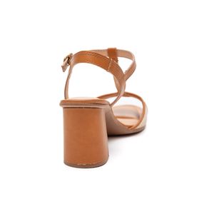Sandália Dakota De Salto Bloco Feminina Aplicação Metalizada Y8304-01 Caramelo