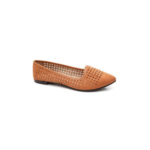 Sapatilha Moleca Bico Fino Feminina Em Gaspea Perfurada 5811.102 Caramelo