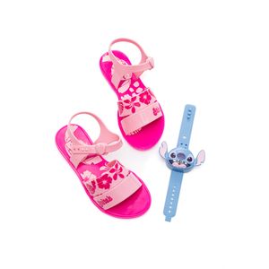 Sandália Grendene Kids Rasteira Stitch Time Com Relógio  23248-Bj589 Rosa