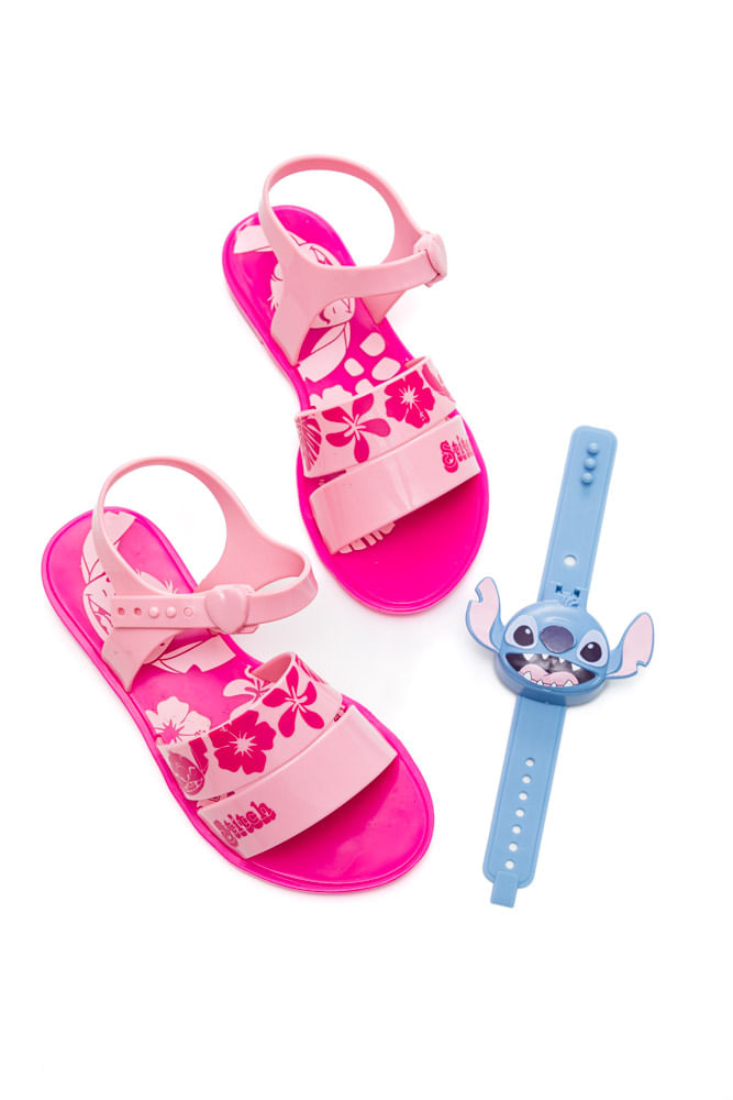 Sandália Grendene Kids Rasteira Stitch Time Com Relógio 23248
