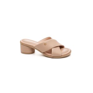 Tamanco Lia Line Comfort Salto Bloco Feminino Couro Peonia  2340.71788 Nude