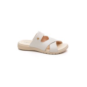 Chinelo Lia Line Comfort Feminino Flat Couro 2355.71878 Off-White
