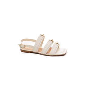 Sandália Dakota Rasteira Feminina Aplicações Metalizadas Y8583-01 Branco