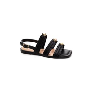 Sandália Dakota Rasteira Feminina Aplicações Metalizadas Y8583-06 Preto