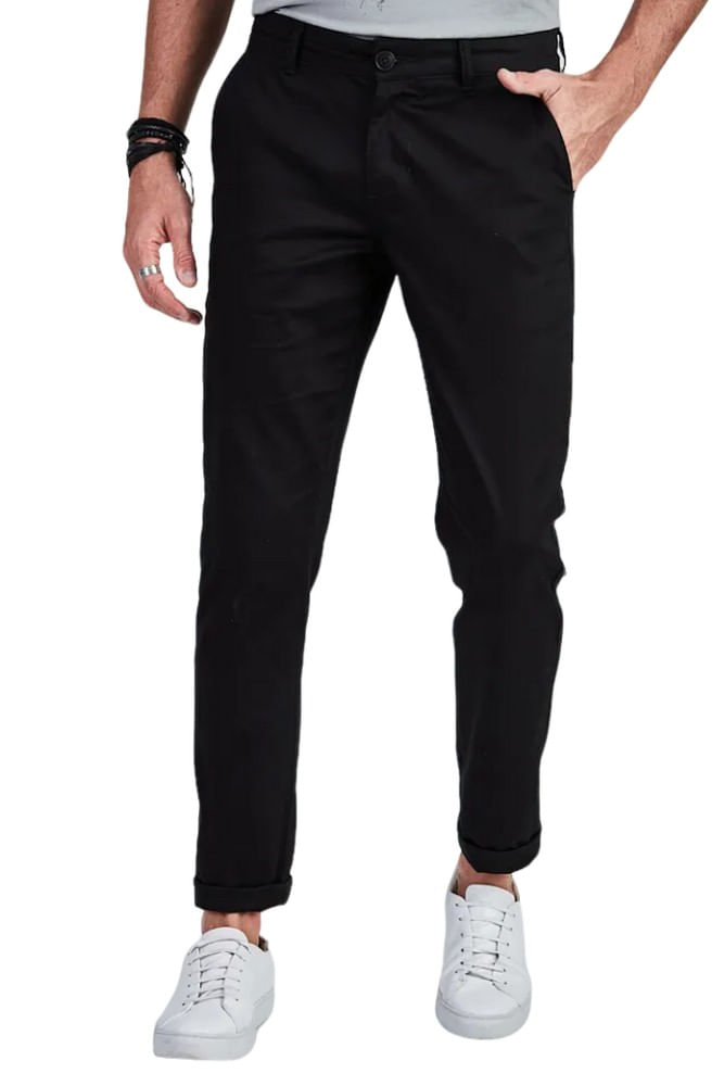 Calca-Docthos-Slim-Masculina-Sarja-Lisa-110018-Preto