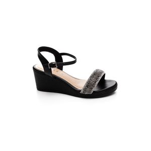 Sandália Ramarim Anabela Feminina Com Strass 2432201-02 Preto