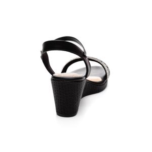 Sandália Ramarim Anabela Feminina Com Strass 2432201-02 Preto