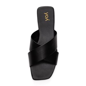 Chinelo Yoá Rasteira Feminina Bico Quadrado 205 Preto