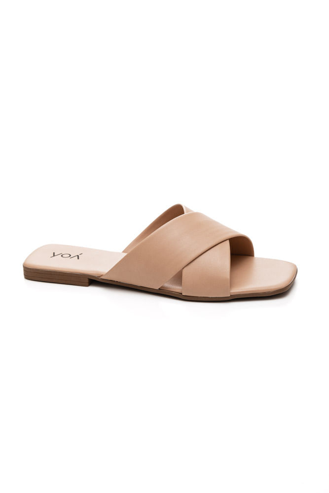 Chinelo Yoá Rasteira Feminina Bico Quadrado 205 Nude