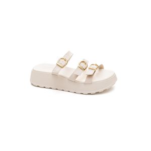 Chinelo Moleca Plataforma Feminina Fivelas 5517.103 Off-White