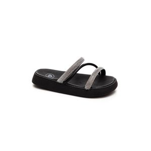 Chinelo Molekinha Rasteira Juvenil Menina Strass 2358 Preto