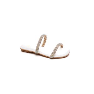 Chinelo Molekinha Rasteirinha Juvenil Menina Strass 2354.108 Branco