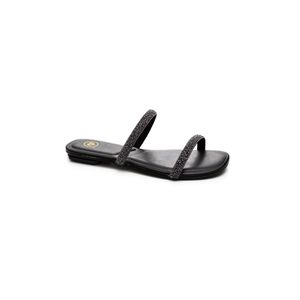 Chinelo Molekinha Rasteirinha Juvenil Menina Strass 2354.108 Preto