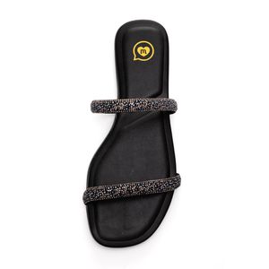 Chinelo Molekinha Rasteirinha Juvenil Menina Strass 2354.108 Preto