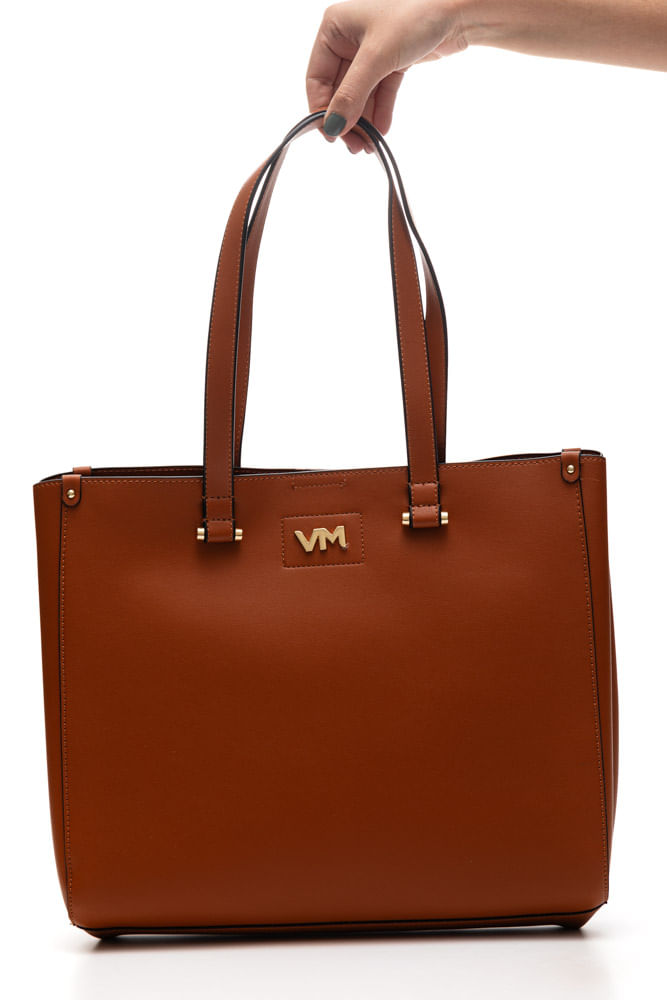 Bolsa Shopping Bag Via Marte Grande Feminina Com Necessaire B2-515-01 Caramelo