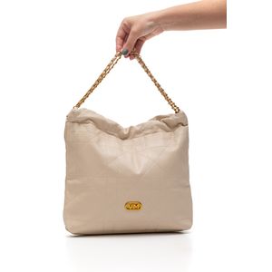 Bolsa De Ombro Matelassê Média Feminina Alça Corrente B1-137-01 Off-White