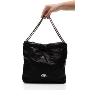 Bolsa De Ombro Matelassê Média Feminina Alça Corrente B1-137-01 Preto