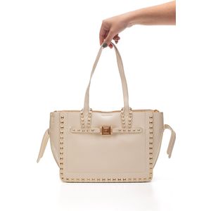 Bolsa Via Marte Tote Grande Feminina Spikes De Metal B1-123-01 Off-White