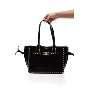 Bolsa Via Marte Tote Grande Feminina Spikes De Metal B1-123-01 Preto