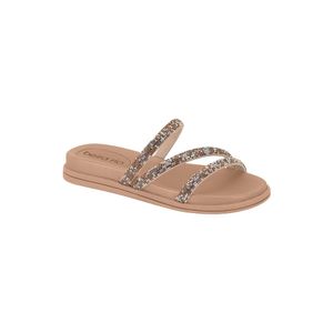 Chinelo Beira Rio Rasteira Feminina Bico Redondo Strass  8488.108 Caramelo