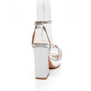Sandália Piccadilly Cristine Salto Alto Feminina 818015 Prata