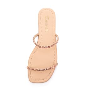 Chinelo Santinelli Rasteira Feminina Strass 1552-002 Nude