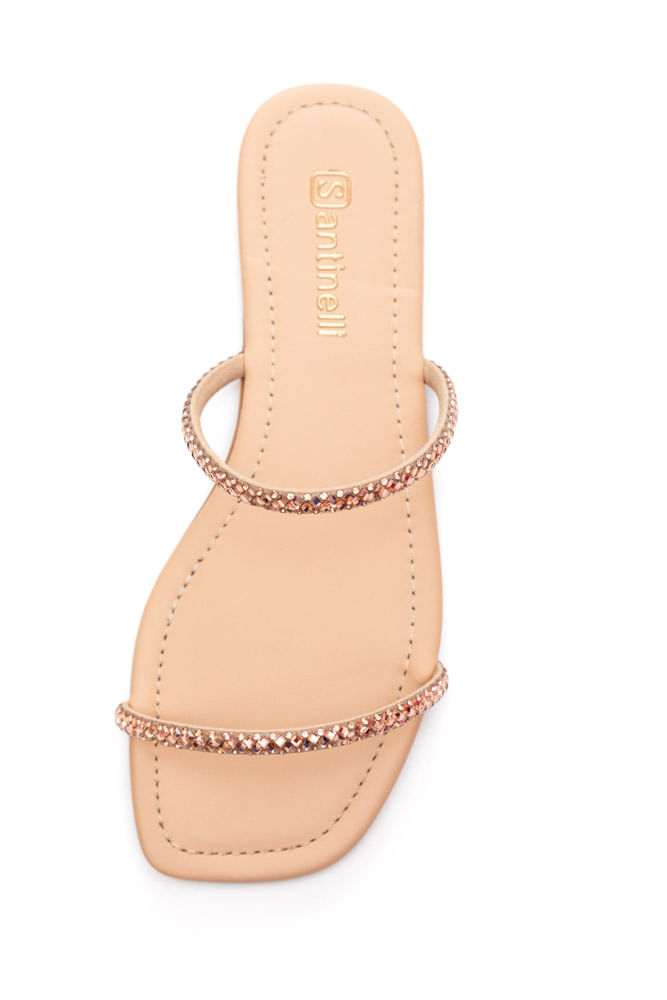 Chinelo Santinelli Rasteira Feminina Strass 1552-002 Nude