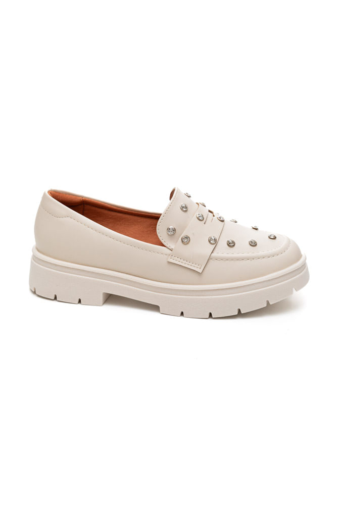 Mocassim Vizzano Feminino Pedras 1422.105 Off-White