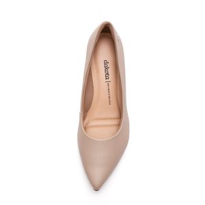 Sapato Dakota De Salto Bloco Feminino Couro G5181-23 Bege